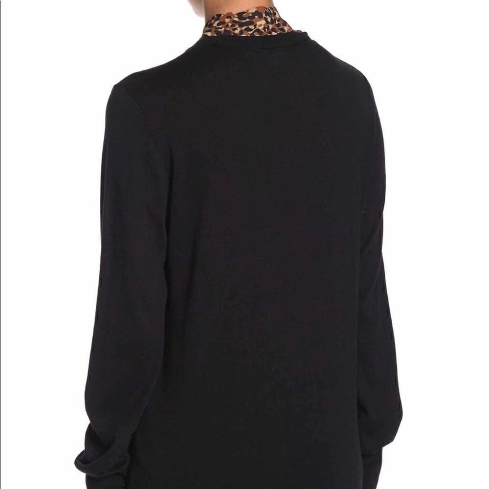 14th & Union Black sweater with cheetah bow tie - Picture 2 of 8